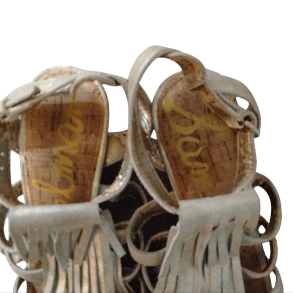 Sam Edelman Sandra Metallic Fringed Wedge Sandals Size 7.5 - Picture 3 of 11